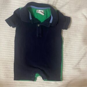 Ralph Lauren Navy and Green Kids Polo Romper
